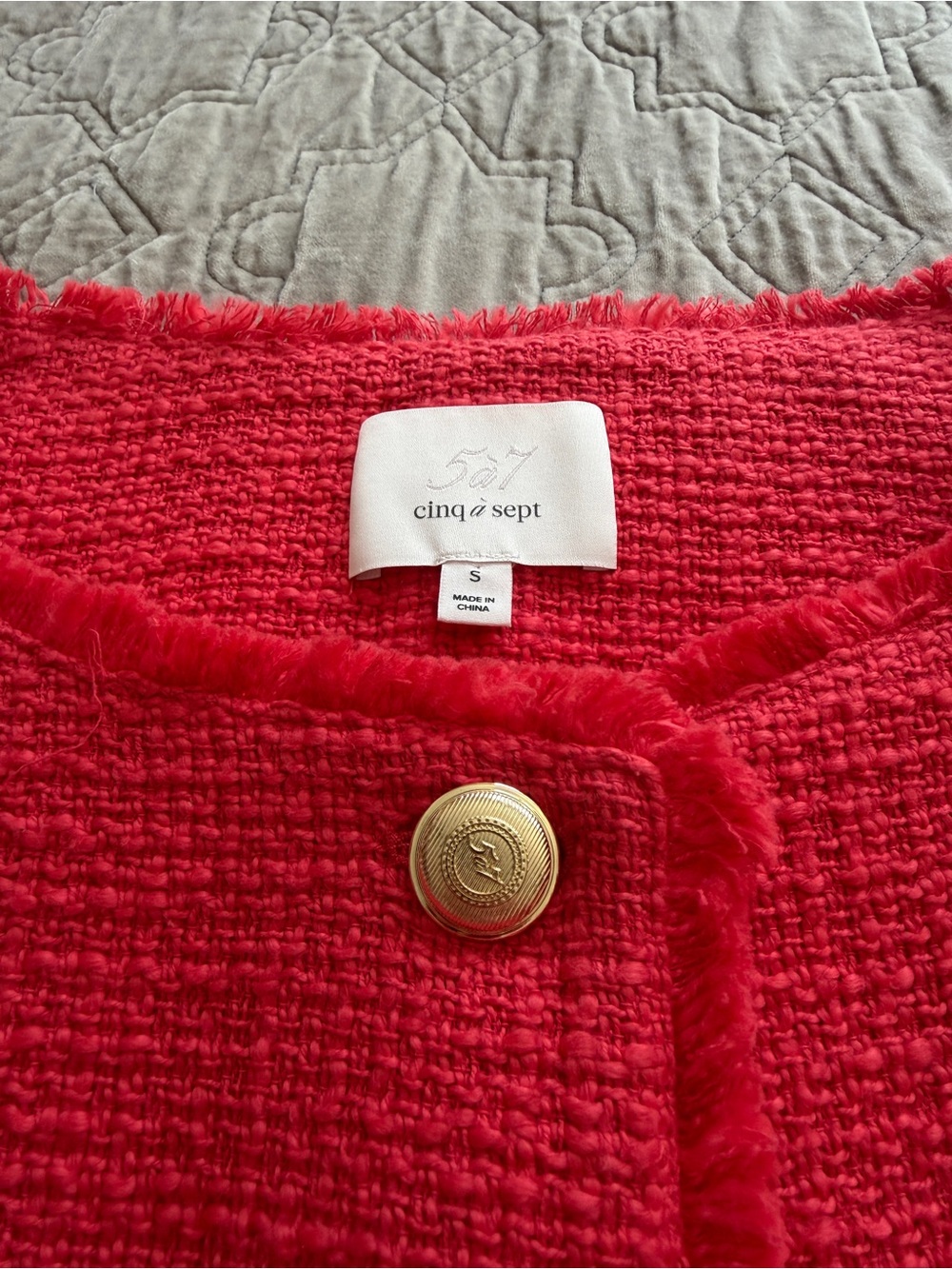 cinq a sept Red Tweed High-Waist Shorts - Picture 3 of 3